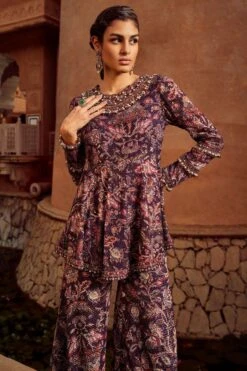 Ridhima Bhasin Purple Embellished Peplum Kurta & Sharara Set -Inca Sales Store rb 1811rb7 5