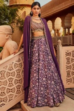 Ridhima Bhasin Purple Embellished Cape Set 7 Ridhima Bhasin Purple Embellished Cape Set -Inca Sales Store rb 1811rb9 2