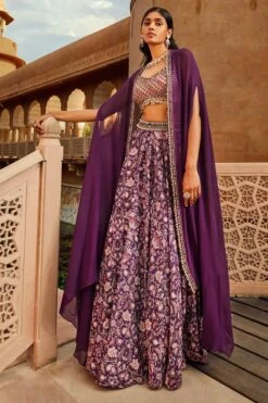 Ridhima Bhasin Purple Embellished Cape Set 8 Ridhima Bhasin Purple Embellished Cape Set -Inca Sales Store rb 1811rb9 3