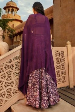Ridhima Bhasin Purple Embellished Cape Set 9 Ridhima Bhasin Purple Embellished Cape Set -Inca Sales Store rb 1811rb9 4