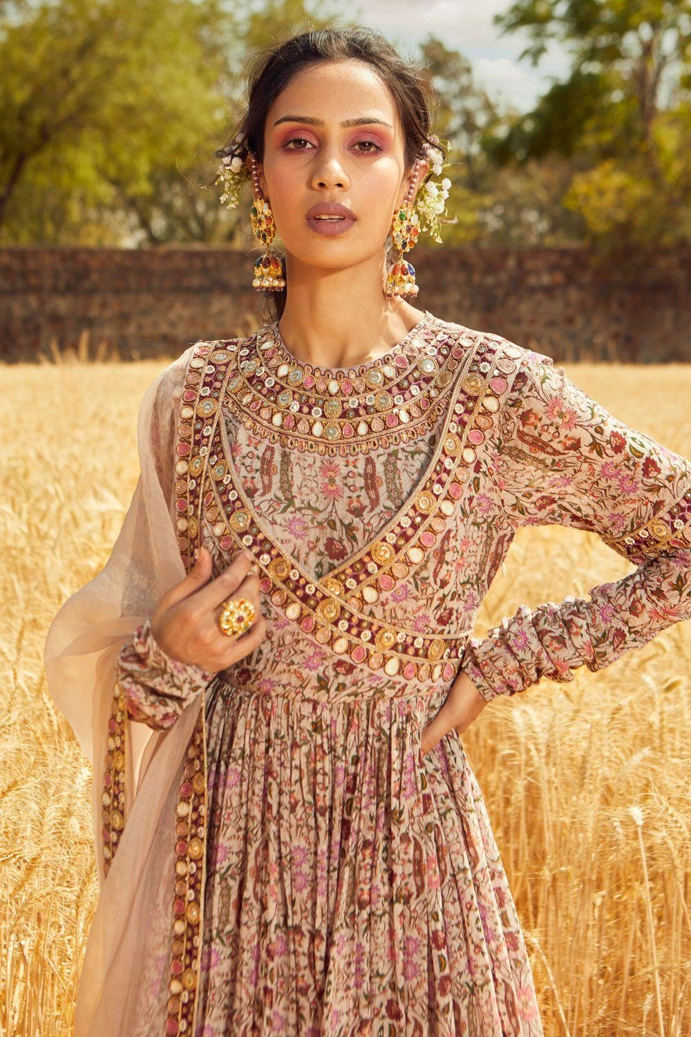 Ridhima Bhasin Grey Printed Anarkali Set 4 Ridhima Bhasin Grey Printed Anarkali Set - Image 2