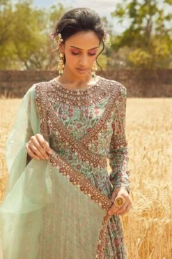 Ridhima Bhasin Aqua Printed Anarkali Set -Inca Sales Store rbss21 15 2