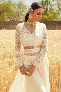 Ridhima Bhasin Ivory Embroidered Sharara Sari Set 8 Ridhima Bhasin Ivory Embroidered Sharara Sari Set -Inca Sales Store rbss21 18 3 1