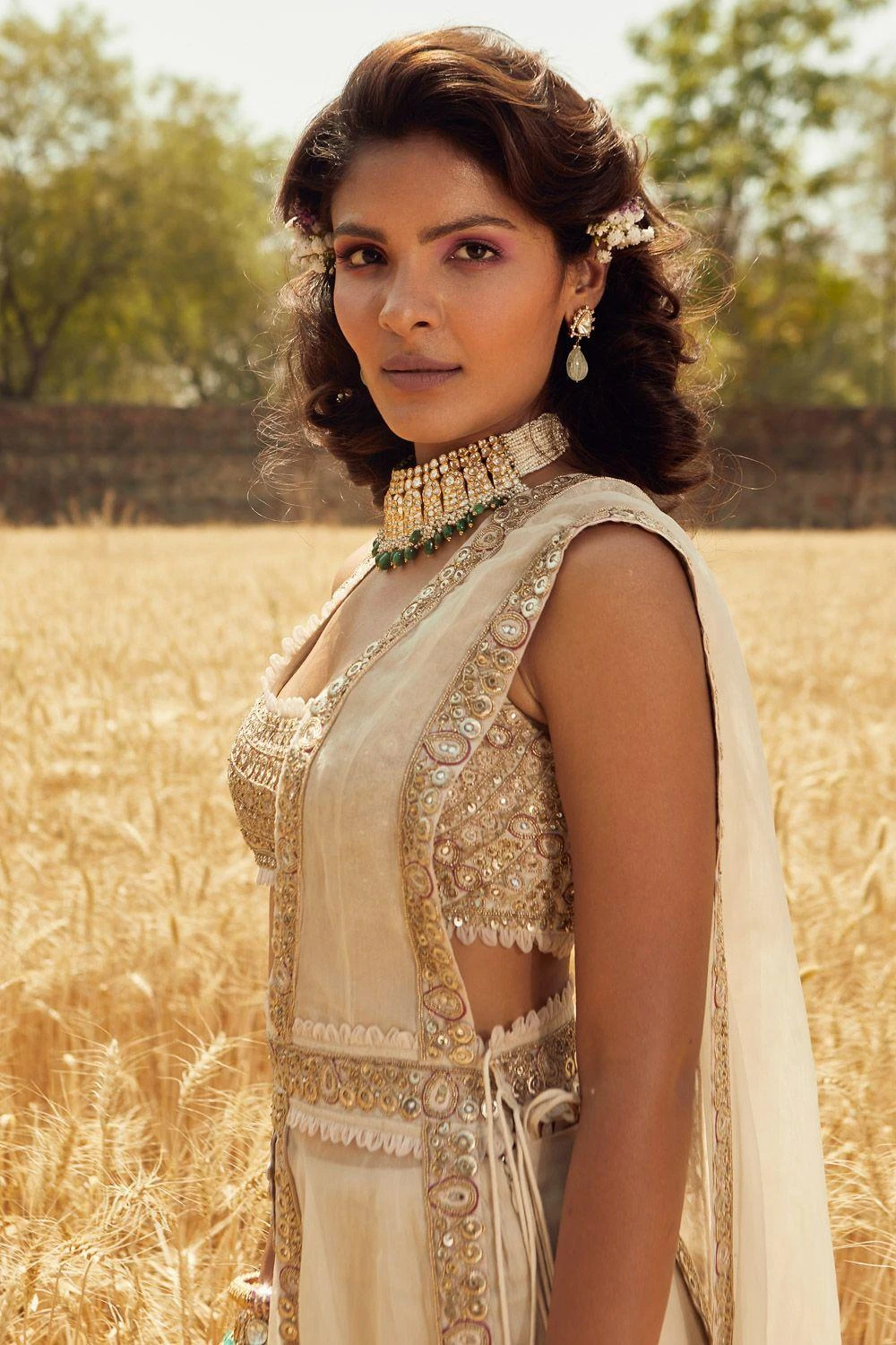 Ridhima Bhasin Ivory Embroidered Sharara Sari 4 Ridhima Bhasin Ivory Embroidered Sharara Sari - Image 2