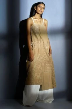 Urvashi Kaur Beige Matka Silk Dress