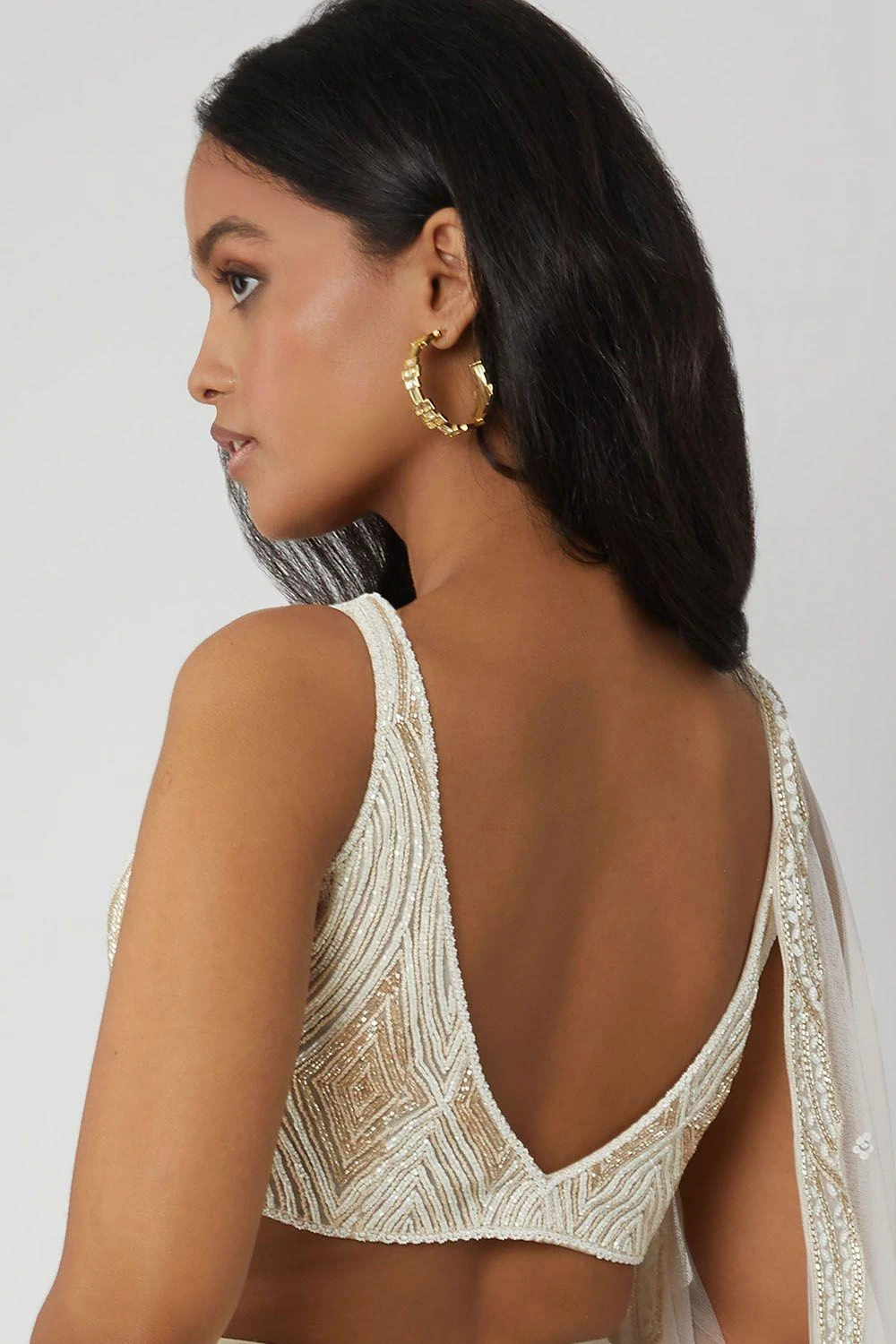 Ritika Mirchandani Ivory Embroidered Geometric Pattern Lehenga Set 5 Ritika Mirchandani Ivory Embroidered Geometric Pattern Lehenga Set - Image 3