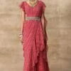 Ridhi Mehra Gulab Pink Paisley Printed Sari Set -Inca Sales Store rmwd 22 1