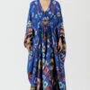 Rajdeep Ranawat Blue Bandhani Print Silk Kaftan -Inca Sales Store rr 1133 1