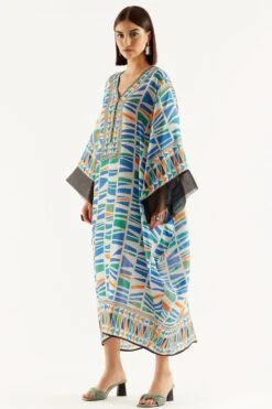 Rajdeep Ranawat Printed Midi Dress With Kaftan Sleeves -Inca Sales Store rr 1153 2