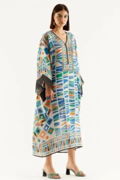Rajdeep Ranawat Printed Midi Dress With Kaftan Sleeves -Inca Sales Store rr 1153 3