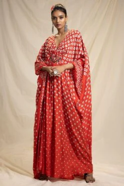 Rajdeep Ranawat Bandhni Printed Kaftan With A Belted Empire -Inca Sales Store rr 807 3