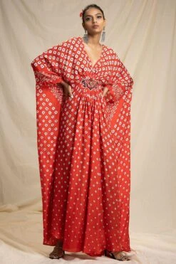 Rajdeep Ranawat Bandhni Printed Kaftan With A Belted Empire -Inca Sales Store rr 807 4