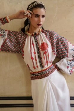 Rajdeep Ranawat Draped Satin Skirt With Embellished Belt -Inca Sales Store rr20777 1