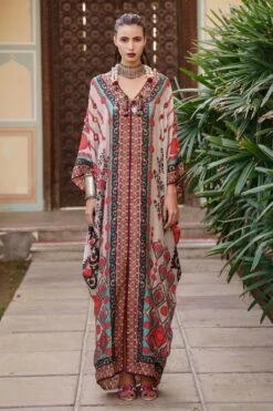 Rajdeep Ranawat Suzani Motif Printed Silk Kaftan