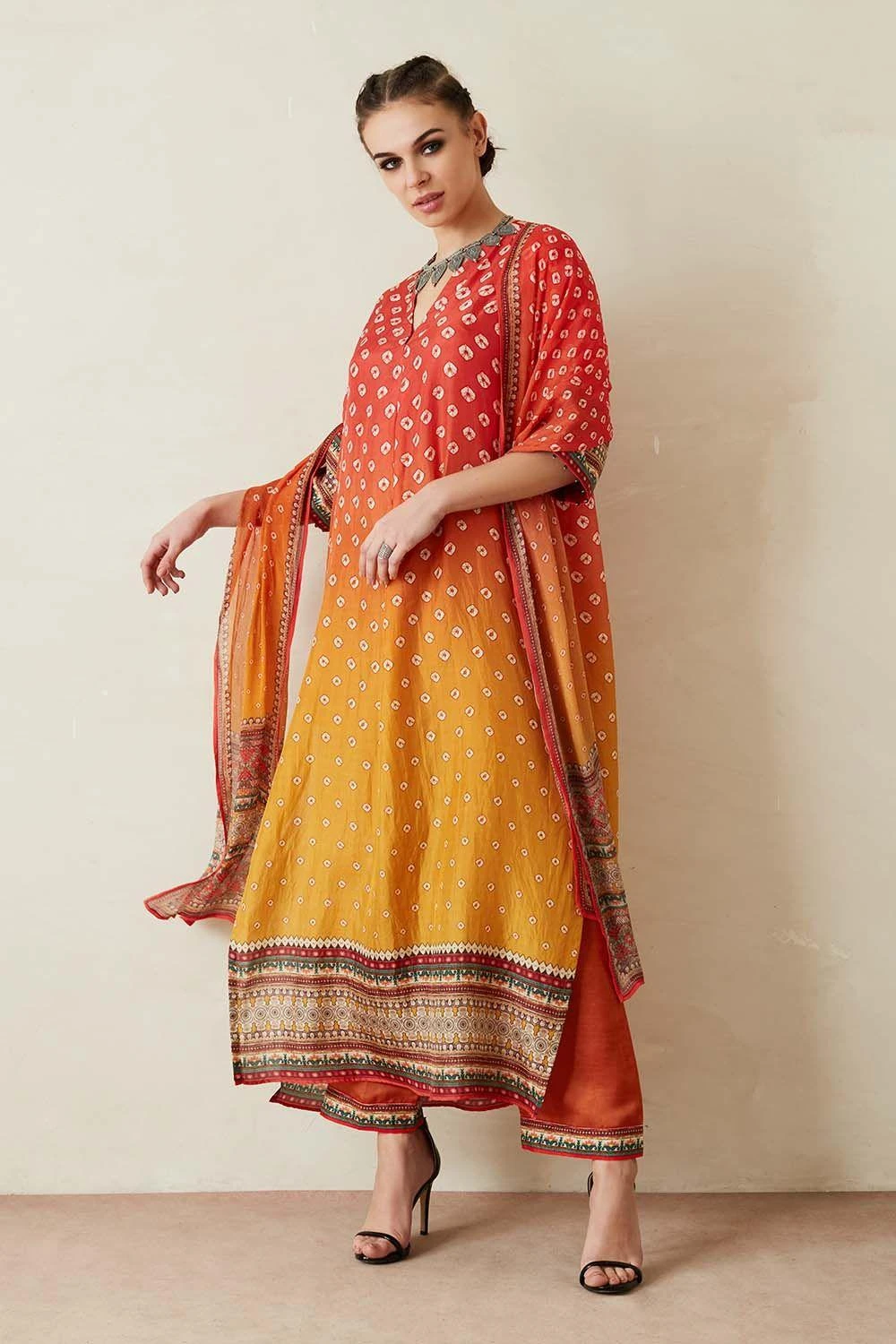 Rajdeep Ranawat Ombre Yellow V Neck Printed Kurta Set 3 Rajdeep Ranawat Ombre Yellow V Neck Printed Kurta Set