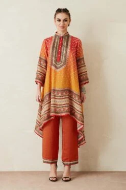 Rajdeep Ranawat Ombre Printed Kurta Set With An Asymmetrical Hem -Inca Sales Store rr385 4