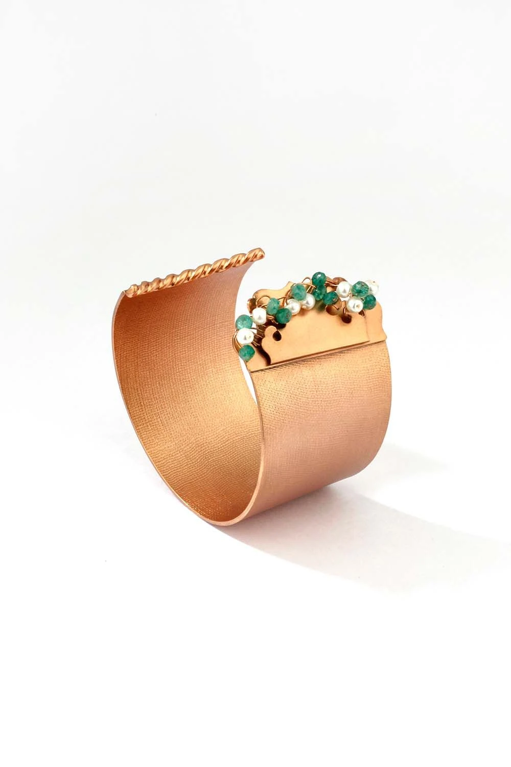 Suhani Pittie Gold Plated Cuff With Pearls & Emeralds 3 Suhani Pittie Gold Plated Cuff With Pearls & Emeralds