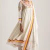 Ivory Anarkali With Floral Embroidery & Gota Work