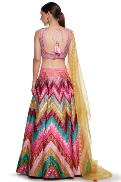 Siddhartha Bansal Yellow Chevron Embroidered Lehenga Set -Inca Sales Store sb cb 011 5