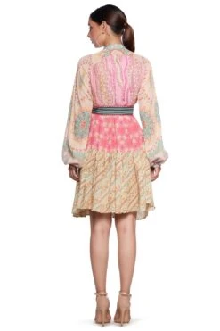 Siddhartha Bansal Pink & Yellow Short Dress -Inca Sales Store sb odsy 020 5