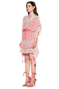 Siddhartha Bansal Pink & Blue Crepe Kaftan -Inca Sales Store sb odsy 028 2