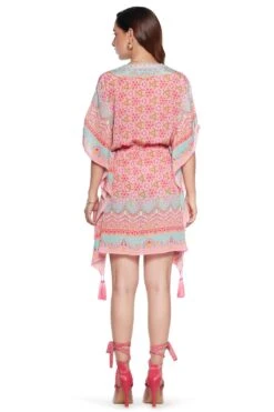 Siddhartha Bansal Pink & Blue Crepe Kaftan -Inca Sales Store sb odsy 028 3