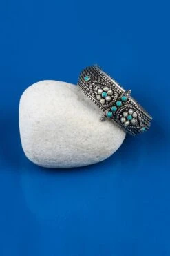 Sangeeta Boochra Silver Kundan & Turquoise Bangle -Inca Sales Store sbb 5357 4