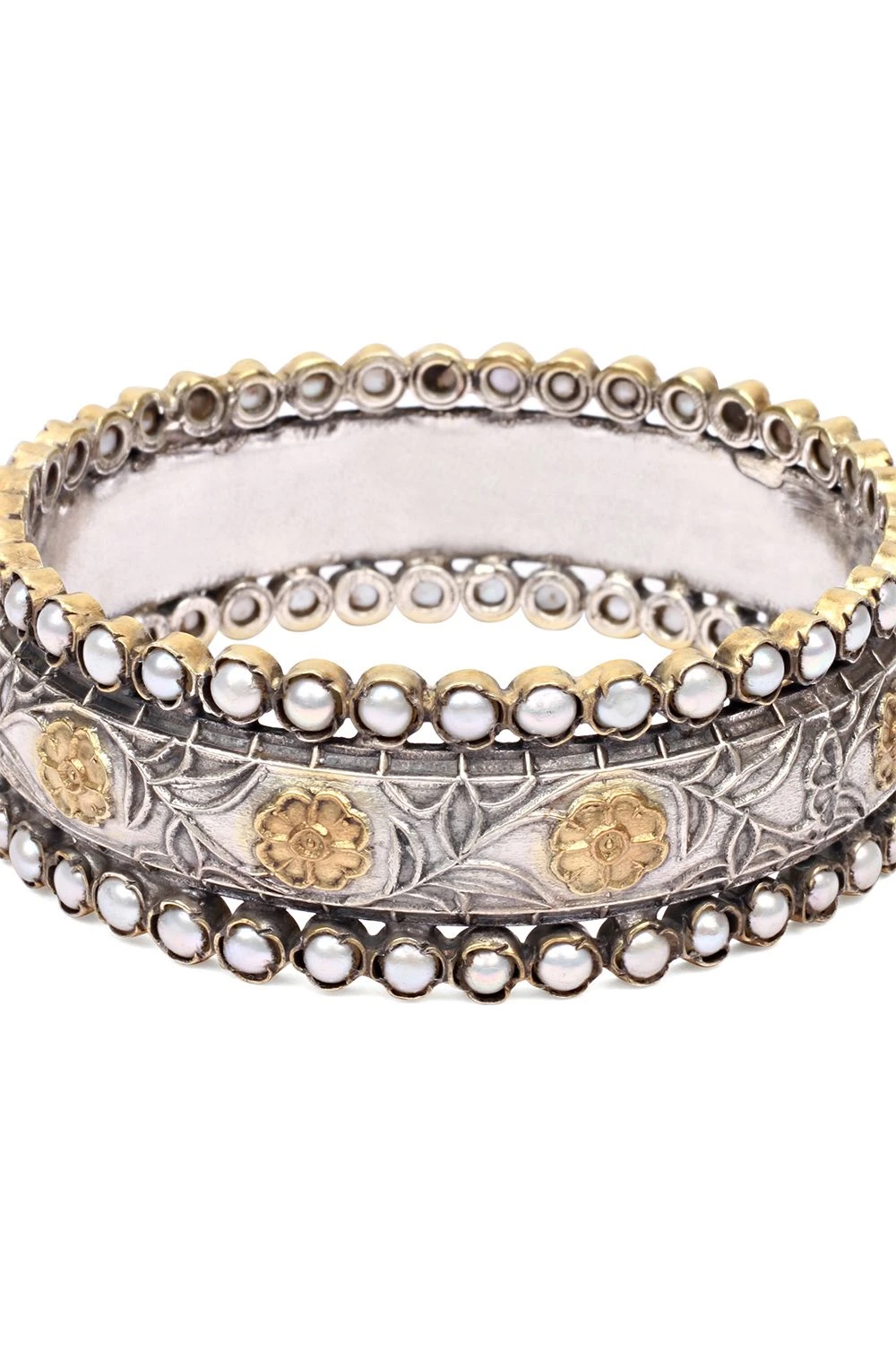 Sangeeta Boochra Silver Bangle With Pearls & Gemstone 4 Sangeeta Boochra Silver Bangle With Pearls & Gemstone - Image 2