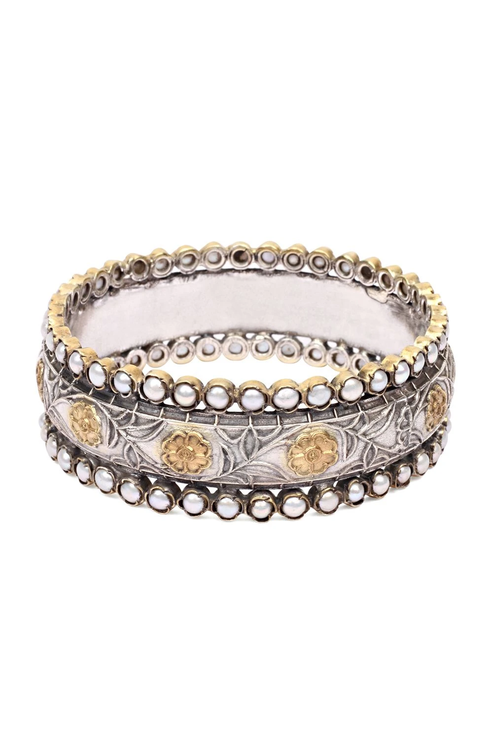 Sangeeta Boochra Silver Bangle With Pearls & Gemstone 5 Sangeeta Boochra Silver Bangle With Pearls & Gemstone - Image 3