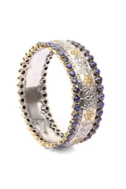 Sangeeta Boochra Silver Bangle With Lapis Lazuli Gemstone -Inca Sales Store sbb 6003 4