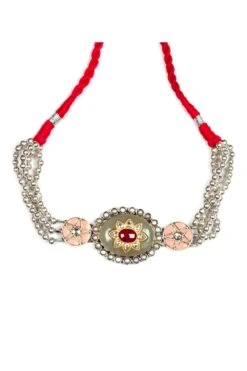 Sangeeta Boochra Handcrafted Silver Choker With Chalcedony Stones -Inca Sales Store sbc 5428 3