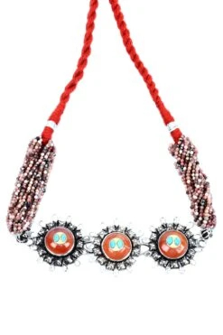 Sangeeta Boochra Handcrafted Silver Choker With Turquoise Stones -Inca Sales Store sbc 5442 3