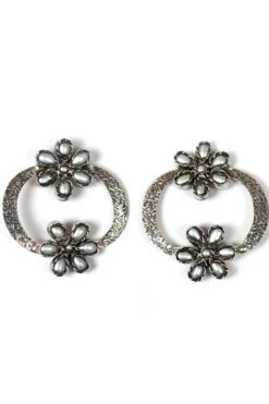 Sangeeta Boochra Handmade Silver Floral Stud Earrings