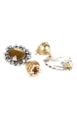 Sangeeta Boochra Silver Gold Plated Citrine Studded Earrings -Inca Sales Store sbe 5335 2