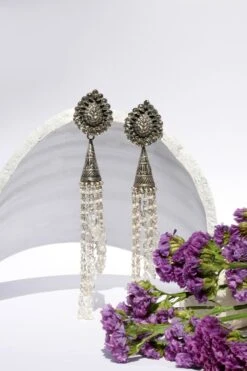 Sangeeta Boochra Silver Hanging Jhumka Earrings
