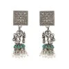 Sangeeta Boochra Silver Square Motif Drop Earrings -Inca Sales Store sbe 5718 1