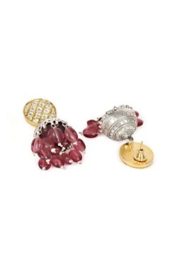 Sangeeta Boochra Silver Jhumka Earrings With Ruby & Kundan Stones -Inca Sales Store sbe 5729 2