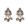 Sangeeta Boochra Handcrafted Silver Earrings With Pink Stones
