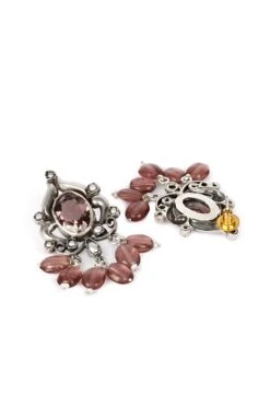 Sangeeta Boochra Handcrafted Silver Earrings With Pink Stones 5 Sangeeta Boochra Handcrafted Silver Earrings With Pink Stones -Inca Sales Store sbe 5731 2