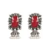 Sangeeta Boochra Silver Earrings With Red Onyx Stone 1 Sangeeta Boochra Silver Earrings With Red Onyx Stone -Inca Sales Store sbe 5733 1