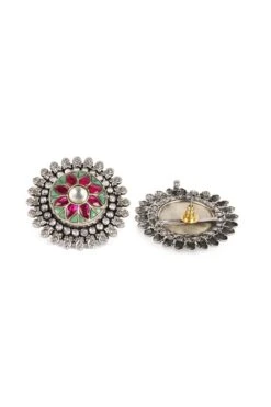 Sangeeta Boochra Silver Earrings With Floral Motifs -Inca Sales Store sbe 5750 2
