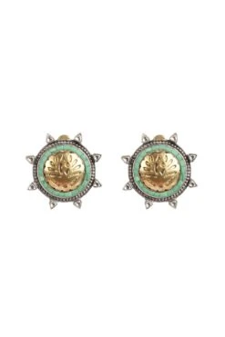 Sangeeta Boochra Handcrafted Silver Turquoise Stud Earrings