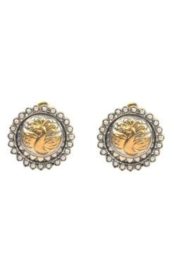 Sangeeta Boochra Silver Studs With 24K Gold Plating -Inca Sales Store sbe 5784 2