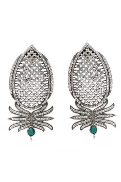 Sangeeta Boochra Silver Handcrafted Earrings With Diamond Stones -Inca Sales Store sbe 60555 3