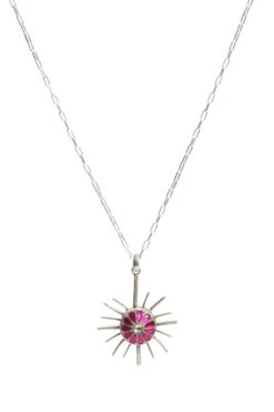 Sangeeta Boochra Silver Necklace With Pink Stone & Kundan