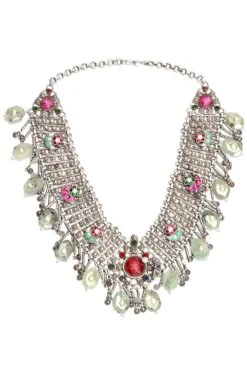 Sangeeta Boochra Antique Necklace With Multi-coloured Stones