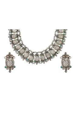 Sangeeta Boochra Handcrafted Silver Necklace & Earrings -Inca Sales Store sbn 5415 3