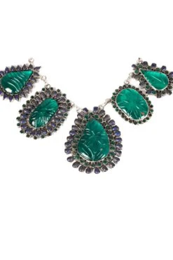 Sangeeta Boochra Emerald Silver Handcrafted Necklace -Inca Sales Store sbn 5422 3