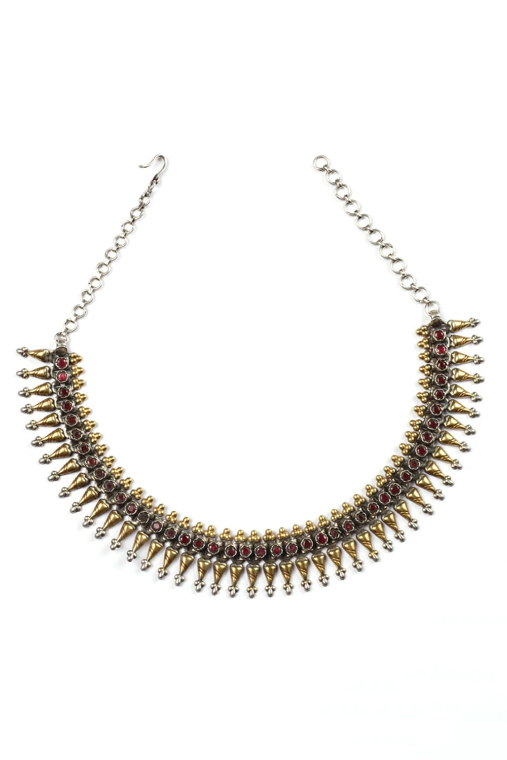 Sangeeta Boochra Silver Handcrafted Necklace With Gold Accents 3 Sangeeta Boochra Silver Handcrafted Necklace With Gold Accents