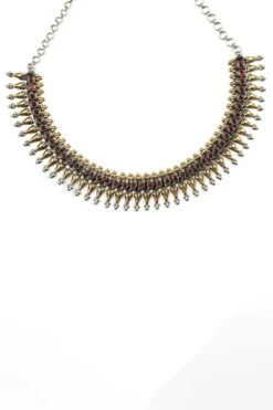 Sangeeta Boochra Silver Handcrafted Necklace With Gold Accents 5 Sangeeta Boochra Silver Handcrafted Necklace With Gold Accents -Inca Sales Store sbn 60104 2